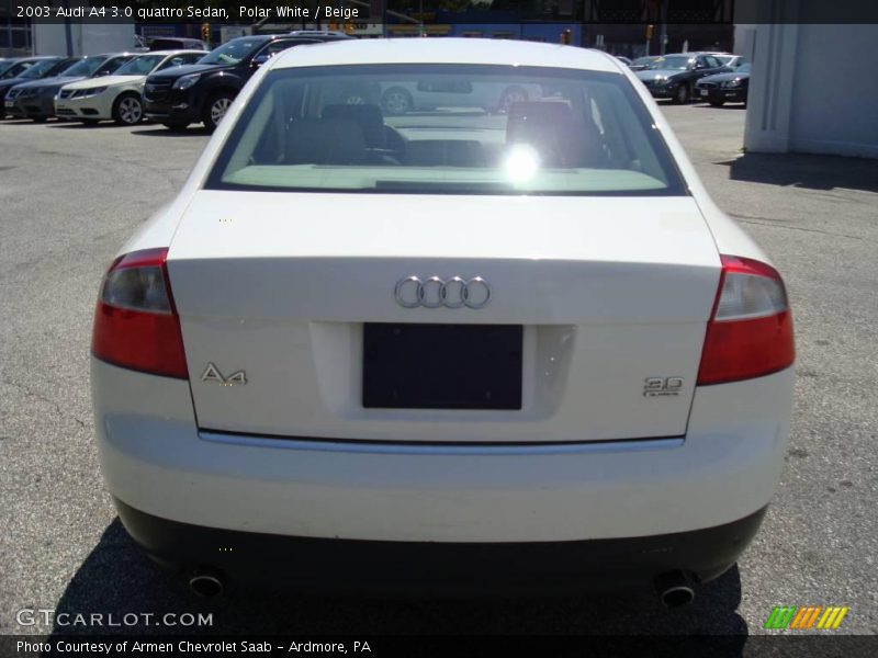 Polar White / Beige 2003 Audi A4 3.0 quattro Sedan