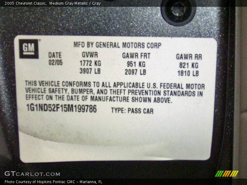 Medium Gray Metallic / Gray 2005 Chevrolet Classic