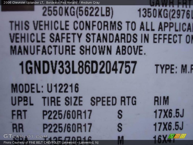 Bordeaux Red Metallic / Medium Gray 2006 Chevrolet Uplander LT