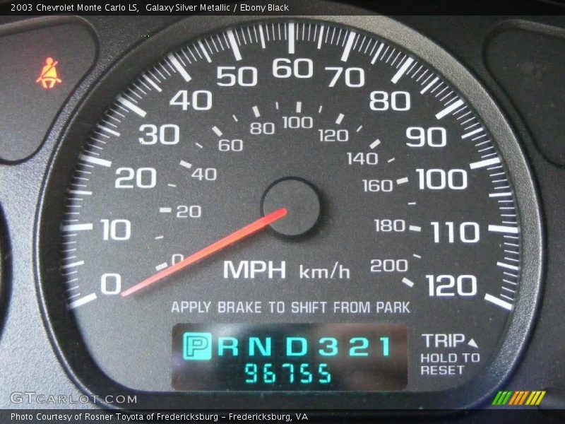 Galaxy Silver Metallic / Ebony Black 2003 Chevrolet Monte Carlo LS