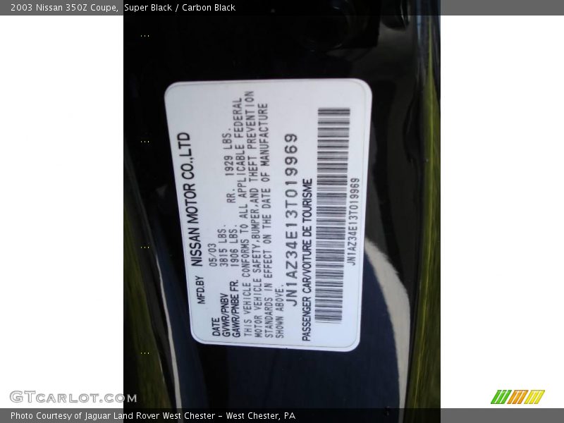 Super Black / Carbon Black 2003 Nissan 350Z Coupe