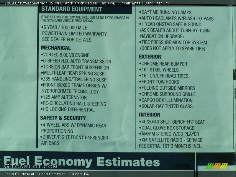Summit White / Dark Titanium 2009 Chevrolet Silverado 3500HD Work Truck Regular Cab 4x4