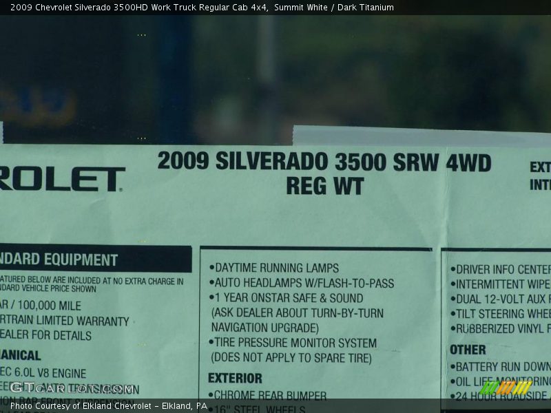 Summit White / Dark Titanium 2009 Chevrolet Silverado 3500HD Work Truck Regular Cab 4x4