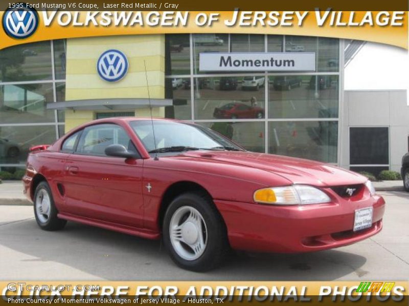 Laser Red Metallic / Gray 1995 Ford Mustang V6 Coupe