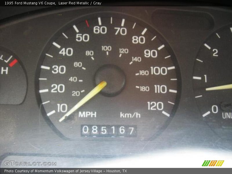 Laser Red Metallic / Gray 1995 Ford Mustang V6 Coupe