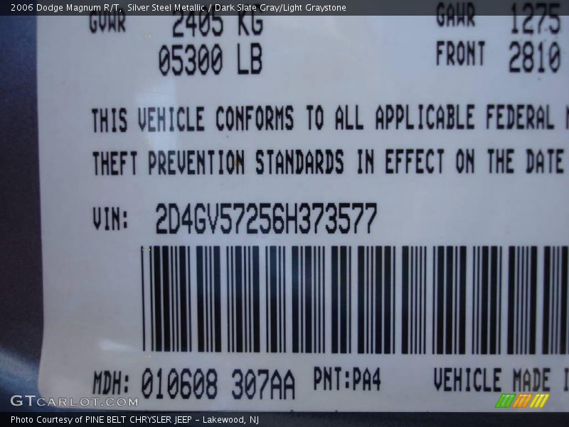 Silver Steel Metallic / Dark Slate Gray/Light Graystone 2006 Dodge Magnum R/T