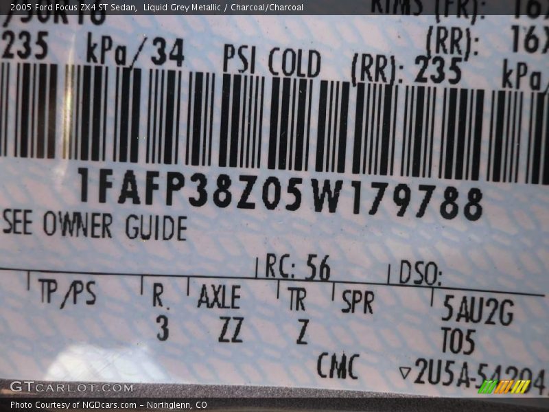 Liquid Grey Metallic / Charcoal/Charcoal 2005 Ford Focus ZX4 ST Sedan