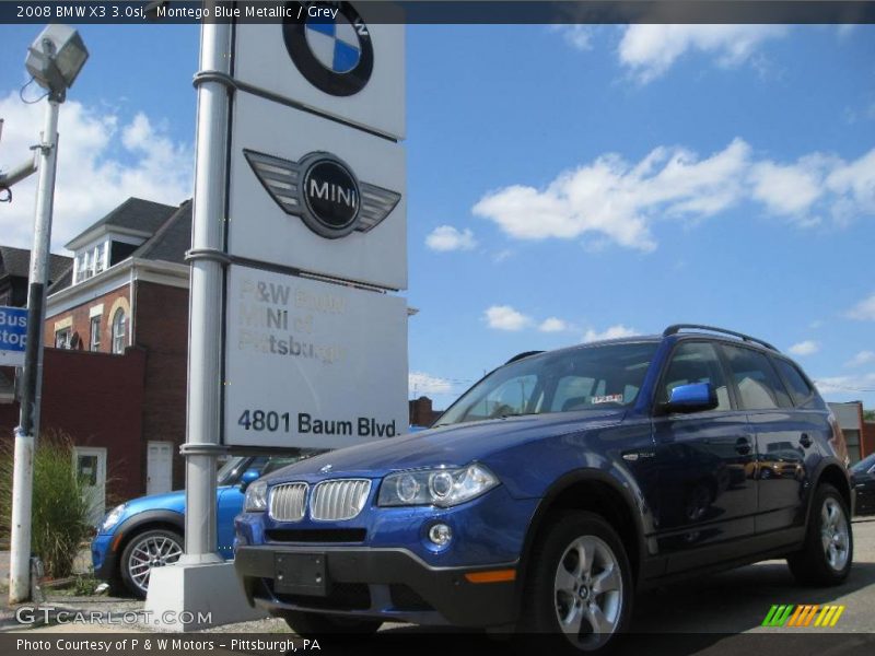 Montego Blue Metallic / Grey 2008 BMW X3 3.0si