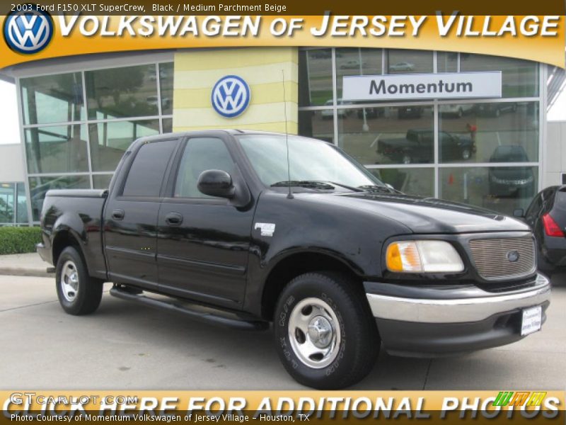 Black / Medium Parchment Beige 2003 Ford F150 XLT SuperCrew