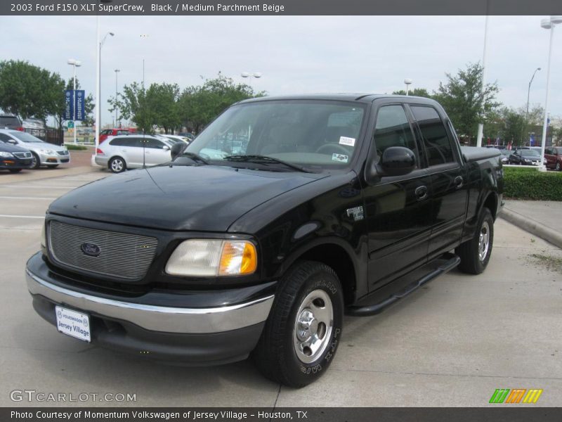 Black / Medium Parchment Beige 2003 Ford F150 XLT SuperCrew