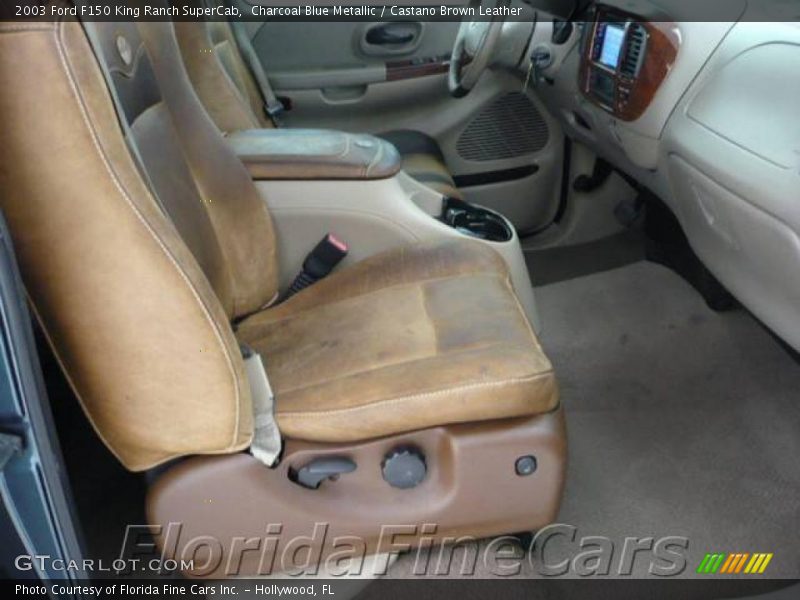 Charcoal Blue Metallic / Castano Brown Leather 2003 Ford F150 King Ranch SuperCab