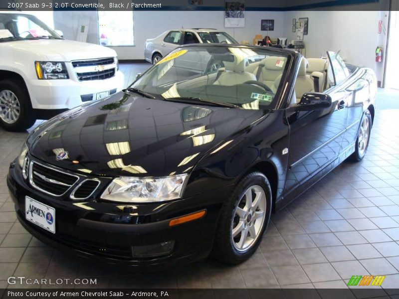 Black / Parchment 2007 Saab 9-3 2.0T Convertible