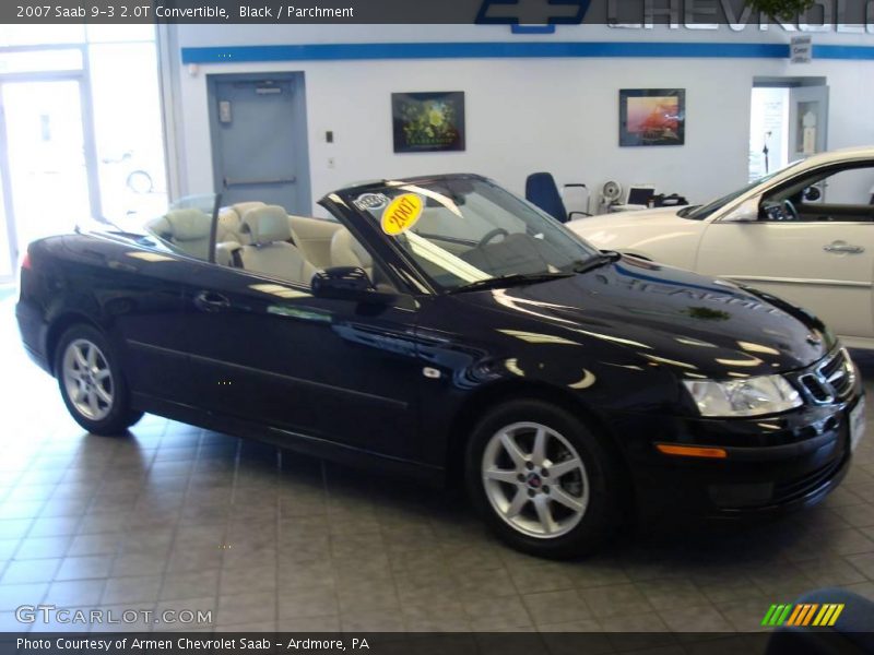 Black / Parchment 2007 Saab 9-3 2.0T Convertible