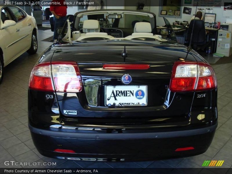 Black / Parchment 2007 Saab 9-3 2.0T Convertible