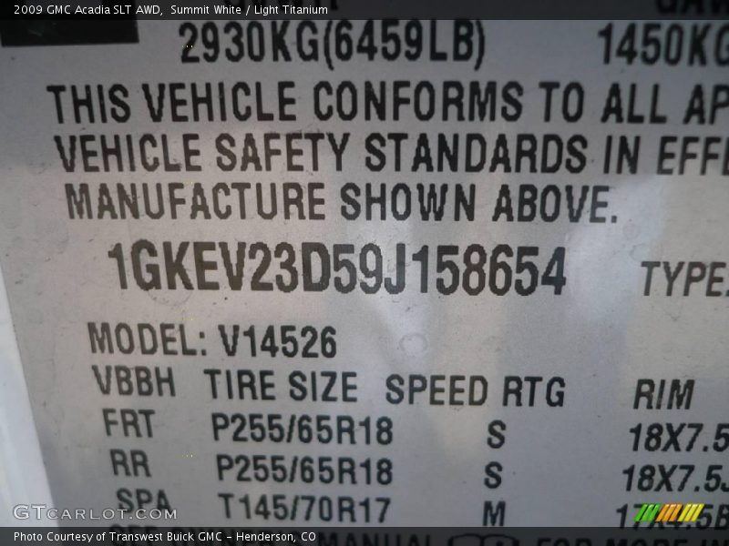 Summit White / Light Titanium 2009 GMC Acadia SLT AWD