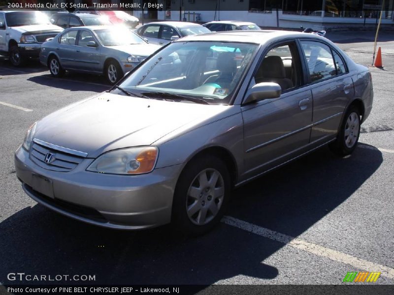 Titanium Metallic / Beige 2001 Honda Civic EX Sedan