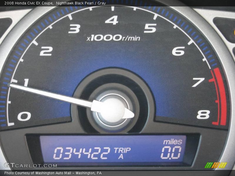 Nighthawk Black Pearl / Gray 2008 Honda Civic EX Coupe