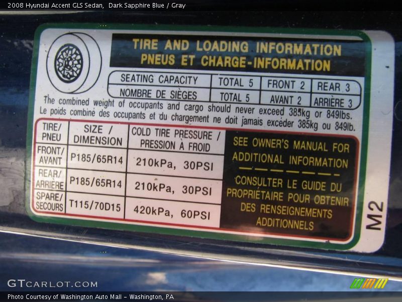 Dark Sapphire Blue / Gray 2008 Hyundai Accent GLS Sedan