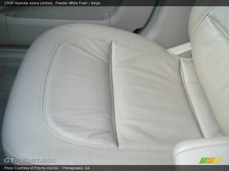 Powder White Pearl / Beige 2008 Hyundai Azera Limited
