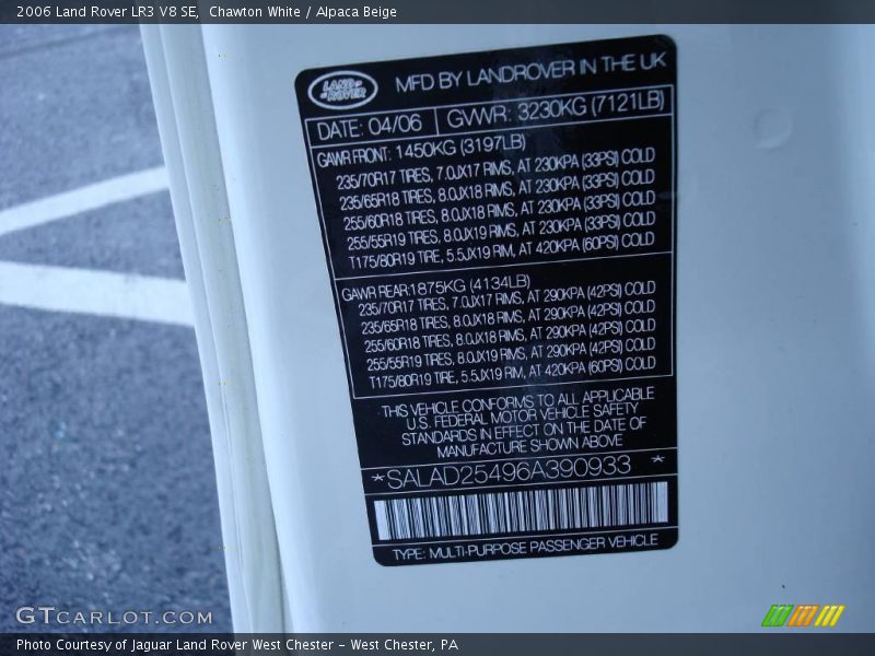 Chawton White / Alpaca Beige 2006 Land Rover LR3 V8 SE