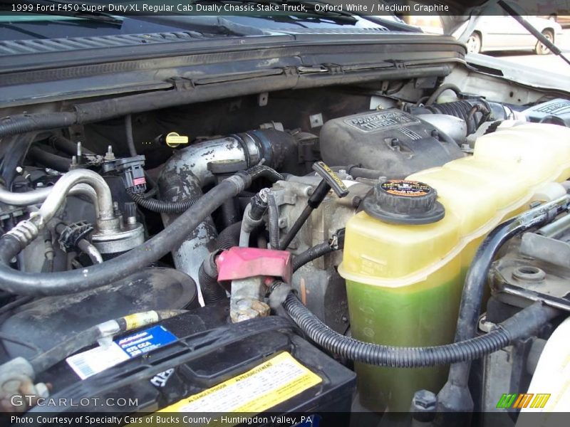 Oxford White / Medium Graphite 1999 Ford F450 Super Duty XL Regular Cab Dually Chassis Stake Truck