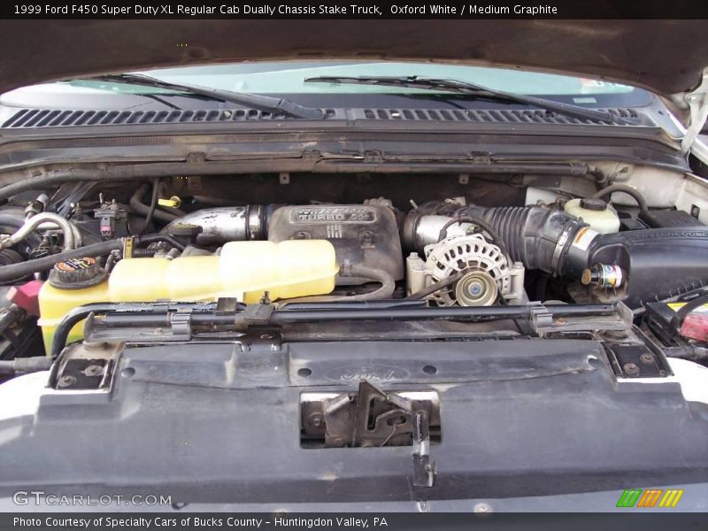 Oxford White / Medium Graphite 1999 Ford F450 Super Duty XL Regular Cab Dually Chassis Stake Truck