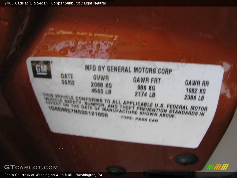 Copper Sunburst / Light Neutral 2003 Cadillac CTS Sedan