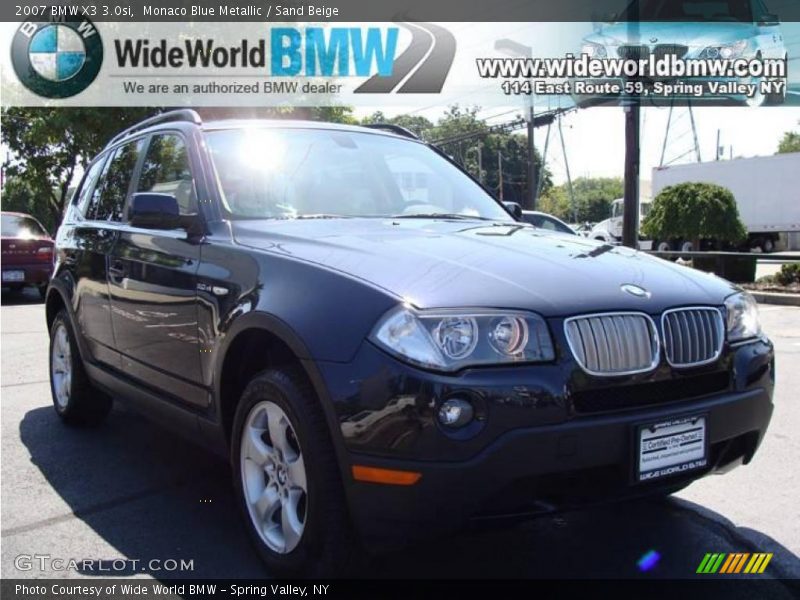 Monaco Blue Metallic / Sand Beige 2007 BMW X3 3.0si