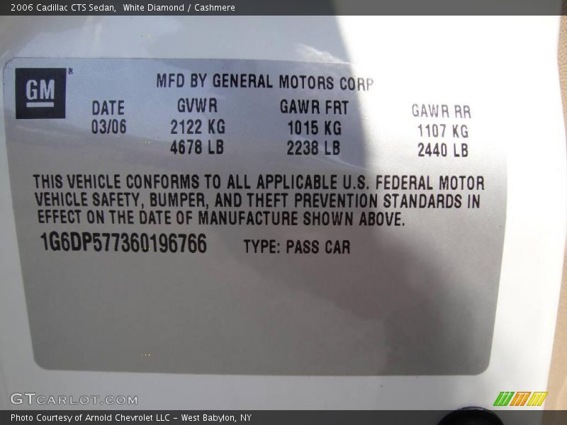 White Diamond / Cashmere 2006 Cadillac CTS Sedan