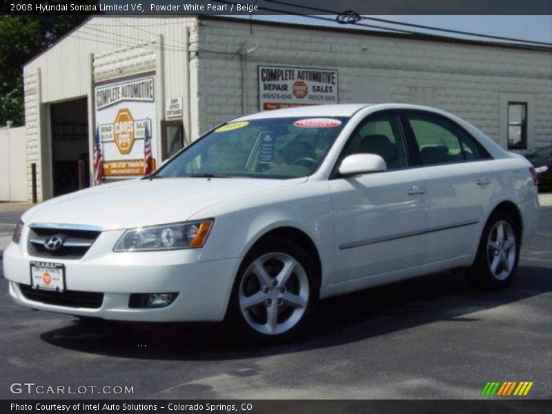 Powder White Pearl / Beige 2008 Hyundai Sonata Limited V6