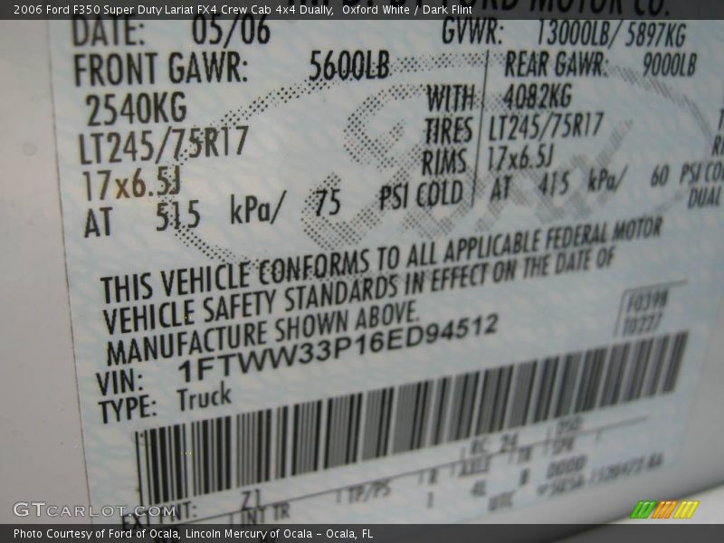 Oxford White / Dark Flint 2006 Ford F350 Super Duty Lariat FX4 Crew Cab 4x4 Dually