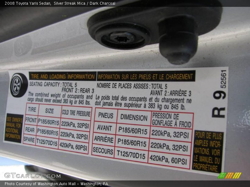 Silver Streak Mica / Dark Charcoal 2008 Toyota Yaris Sedan