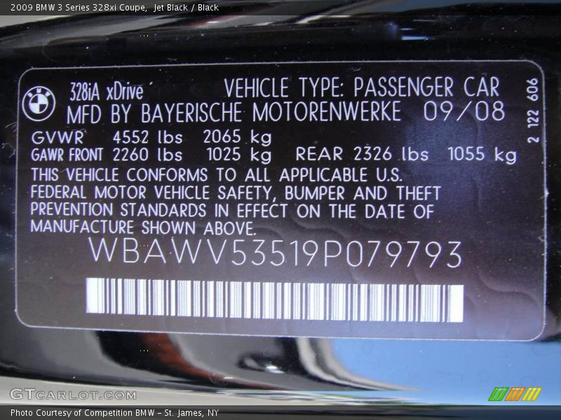 Jet Black / Black 2009 BMW 3 Series 328xi Coupe