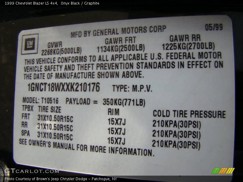 Onyx Black / Graphite 1999 Chevrolet Blazer LS 4x4
