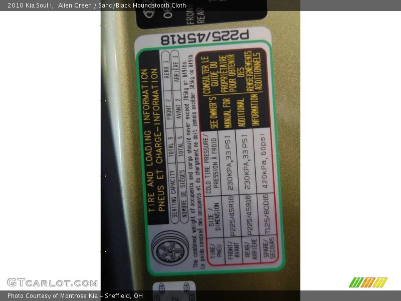Alien Green / Sand/Black Houndstooth Cloth 2010 Kia Soul !