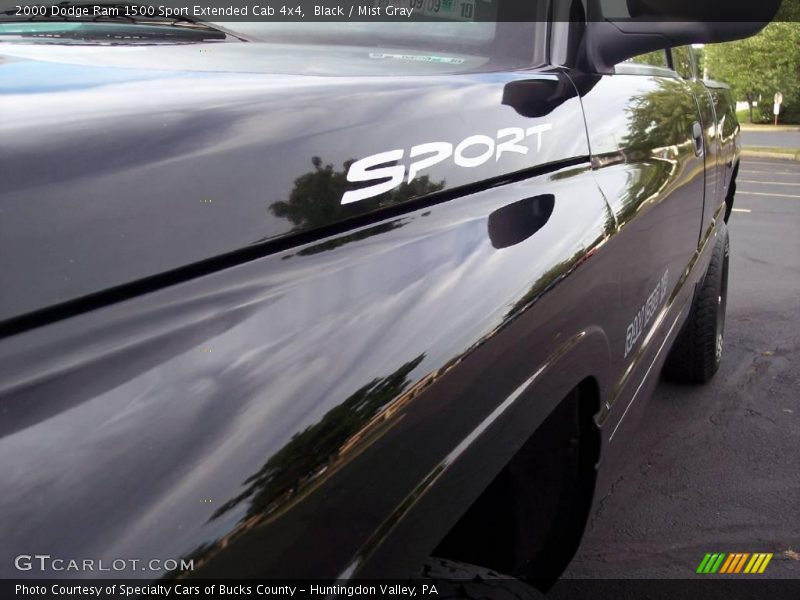 Black / Mist Gray 2000 Dodge Ram 1500 Sport Extended Cab 4x4