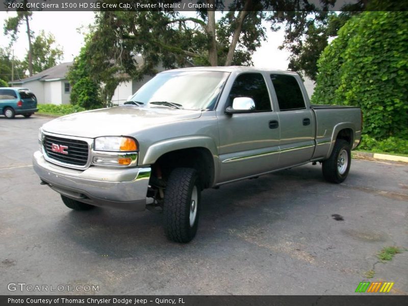 Pewter Metallic / Graphite 2002 GMC Sierra 1500 HD SLE Crew Cab