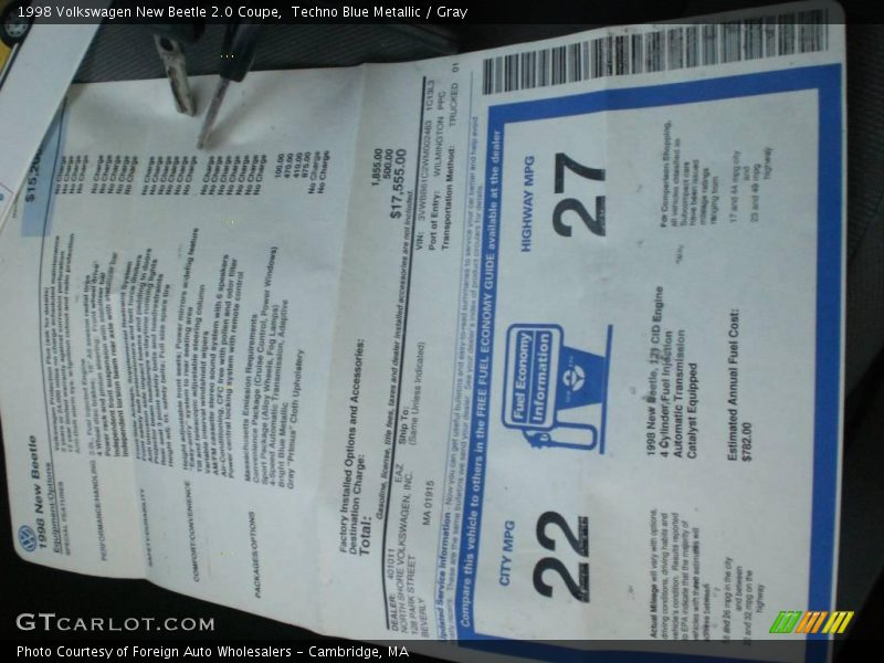 Techno Blue Metallic / Gray 1998 Volkswagen New Beetle 2.0 Coupe