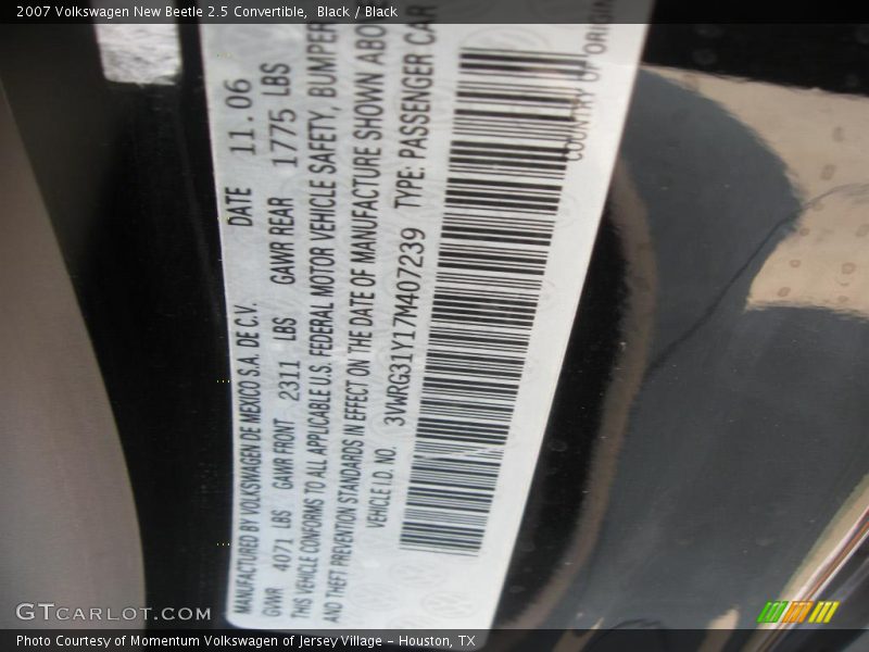 Black / Black 2007 Volkswagen New Beetle 2.5 Convertible