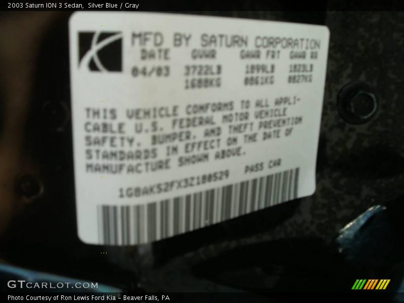 Silver Blue / Gray 2003 Saturn ION 3 Sedan
