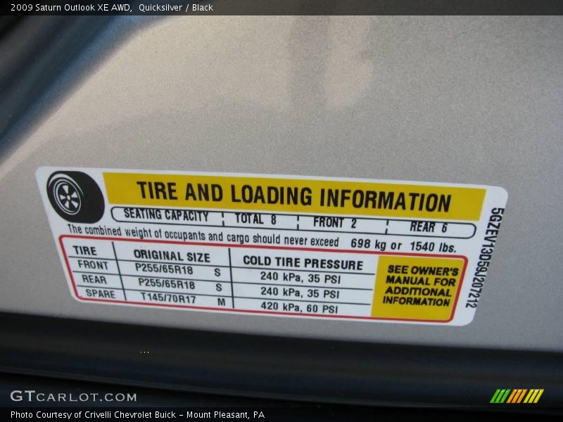 Quicksilver / Black 2009 Saturn Outlook XE AWD