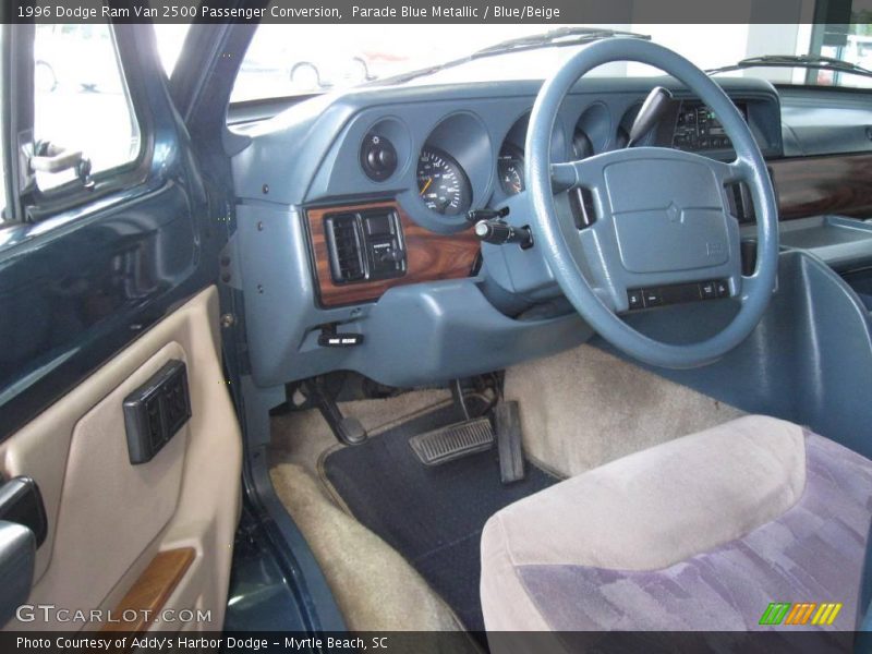 Parade Blue Metallic / Blue/Beige 1996 Dodge Ram Van 2500 Passenger Conversion