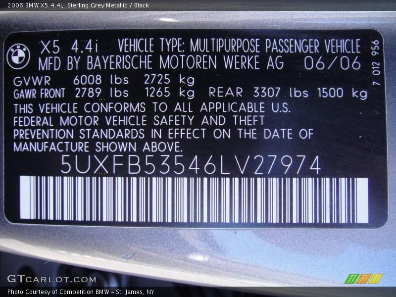 Sterling Grey Metallic / Black 2006 BMW X5 4.4i