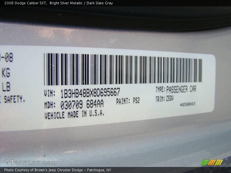 Bright Silver Metallic / Dark Slate Gray 2008 Dodge Caliber SXT