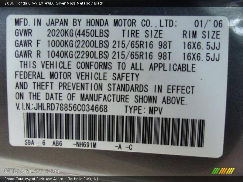 Silver Moss Metallic / Black 2006 Honda CR-V EX 4WD