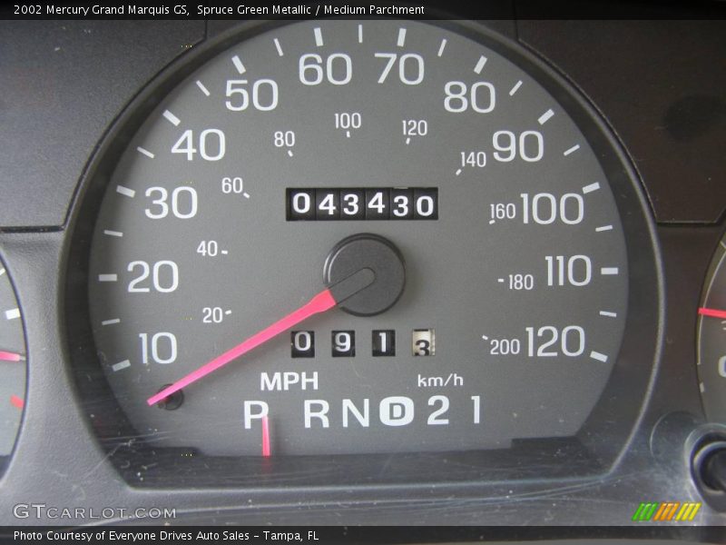 Spruce Green Metallic / Medium Parchment 2002 Mercury Grand Marquis GS
