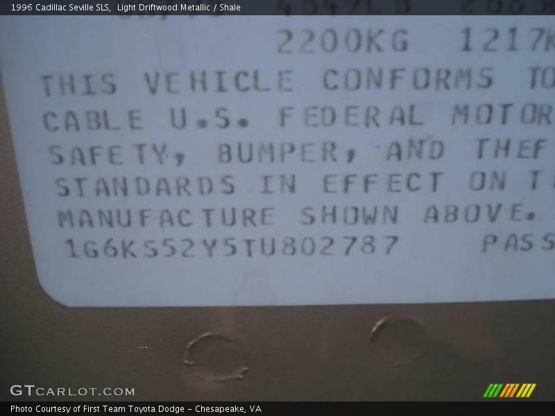 Light Driftwood Metallic / Shale 1996 Cadillac Seville SLS