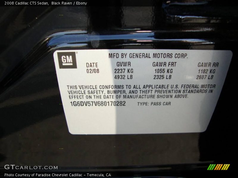 Black Raven / Ebony 2008 Cadillac CTS Sedan