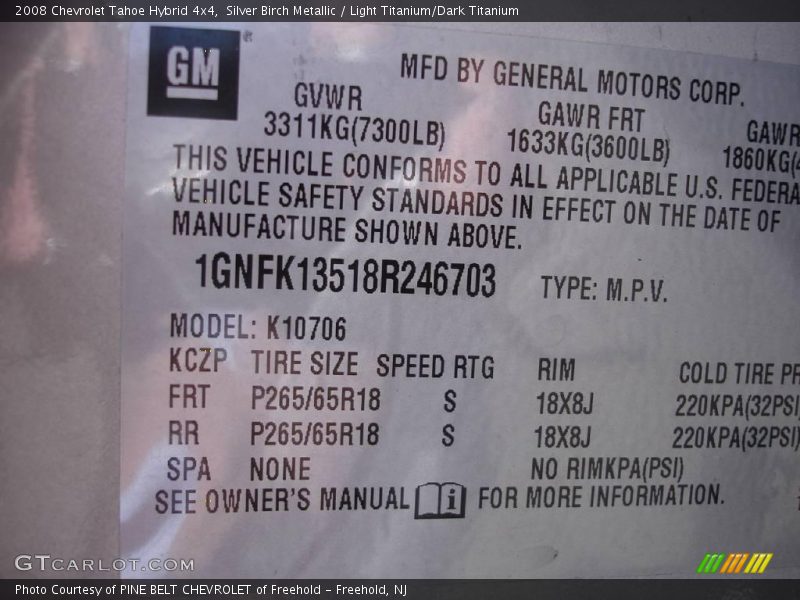 Silver Birch Metallic / Light Titanium/Dark Titanium 2008 Chevrolet Tahoe Hybrid 4x4