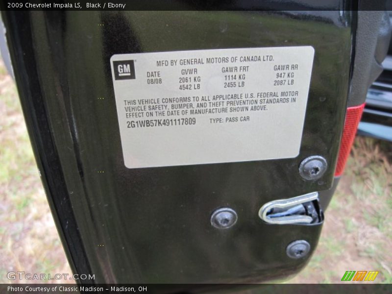 Black / Ebony 2009 Chevrolet Impala LS